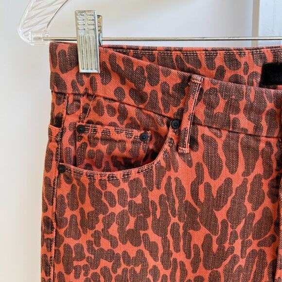 MOTHER Looker Ankle Fray Animal Attraction Leopard Print Skinny Jeans Pants 28 - Picture 4 of 10